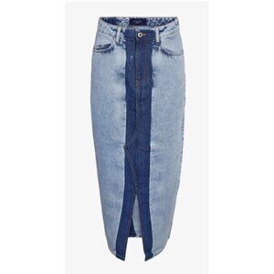 Noisy May Rinna Slit Long Skirt Size Medium Colorblock  Denim Jean $108